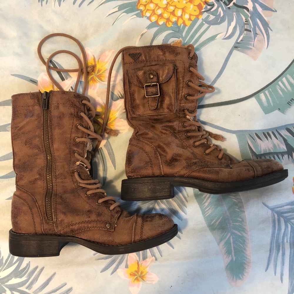 Roxy Leather Combat Boots 5.5